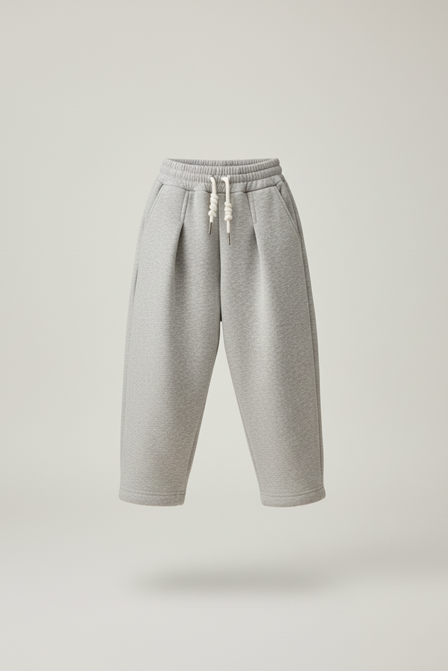 Pantalon Baggy Gris Ample Molleton Cordon Enfant - vue 3