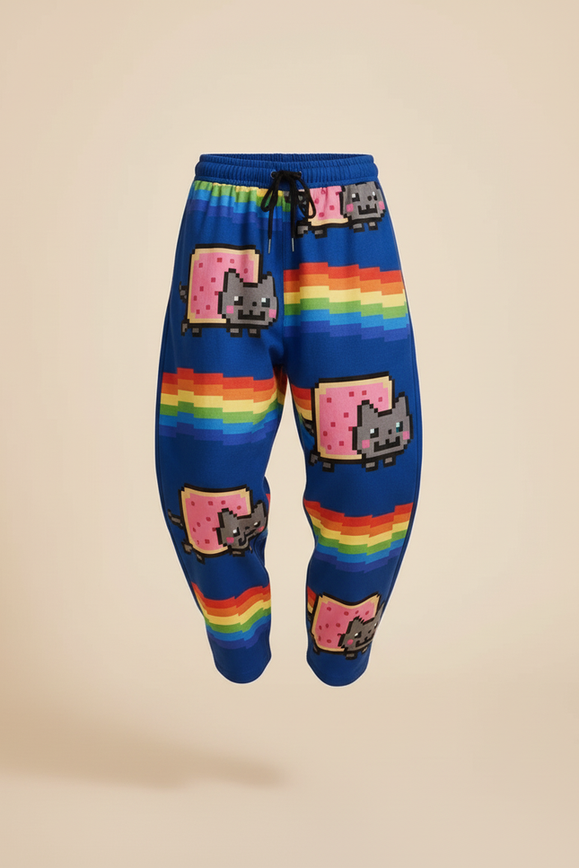 Pantalon Baggy Bleu Arc-en-ciel Pixel Lâche Enfant - Molleton - vue 3