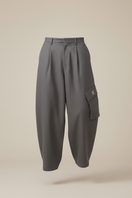 Pantalon Baggy Gris Ample Cargo Plissé Homme - Gabardine - vue 3