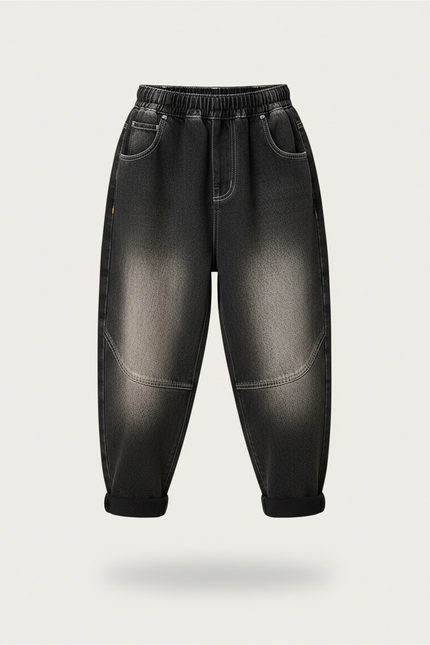 Pantalon Baggy Jean Dégradé Ample Coton Garçon - Noir - vue 3