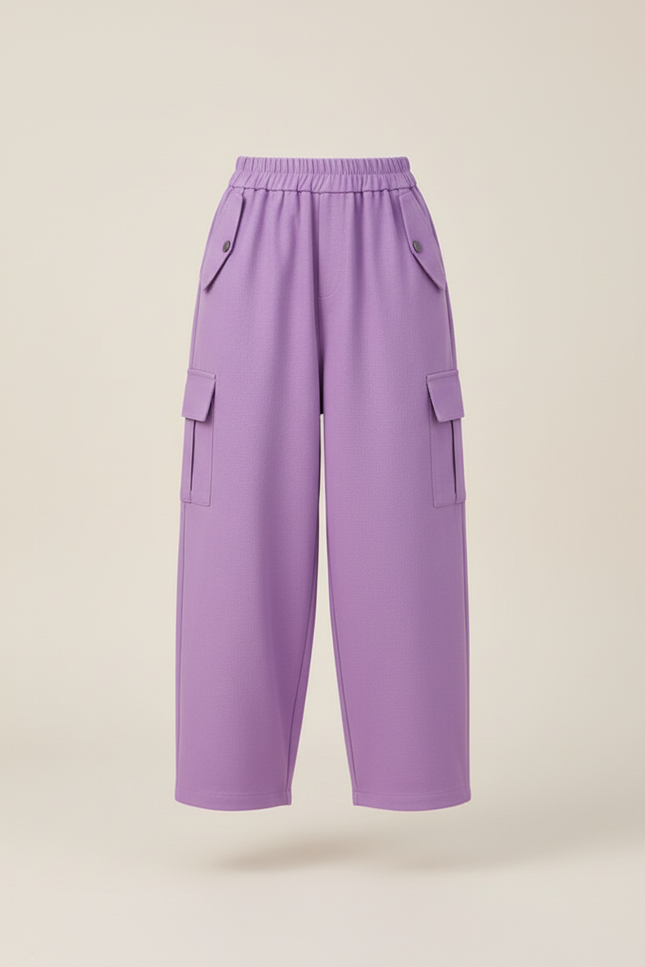 Pantalon Baggy Violet Ample Cargo Enfant Décontracté - Polyester - vue 3