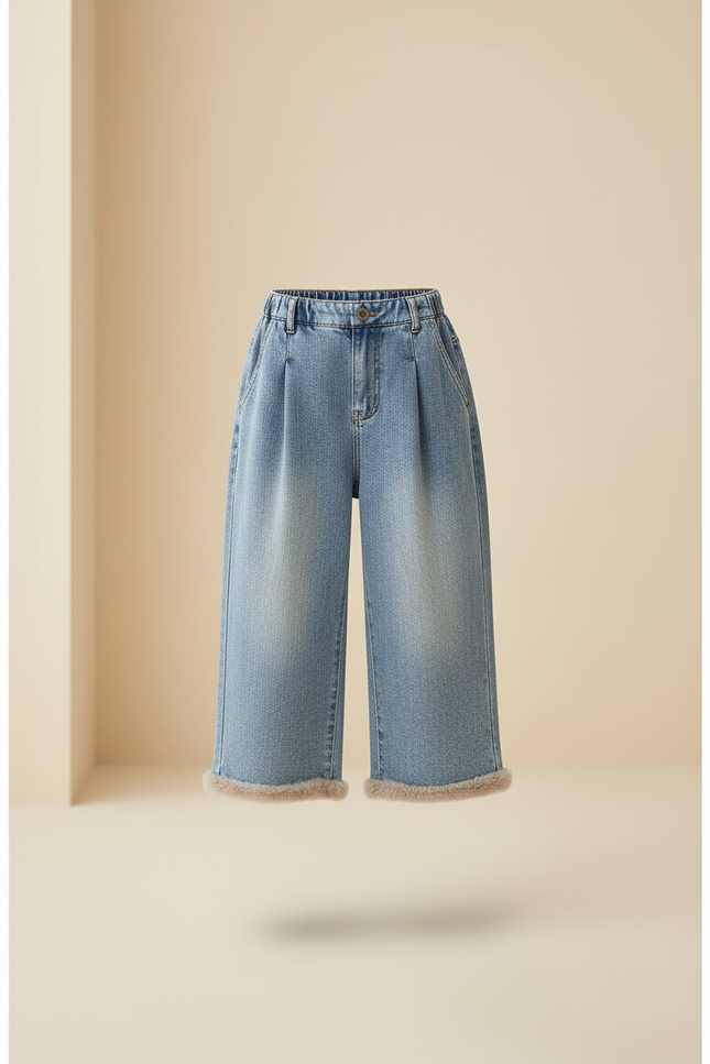 Pantalon Baggy Jean Bleu Délavé Doux Fille - vue 3