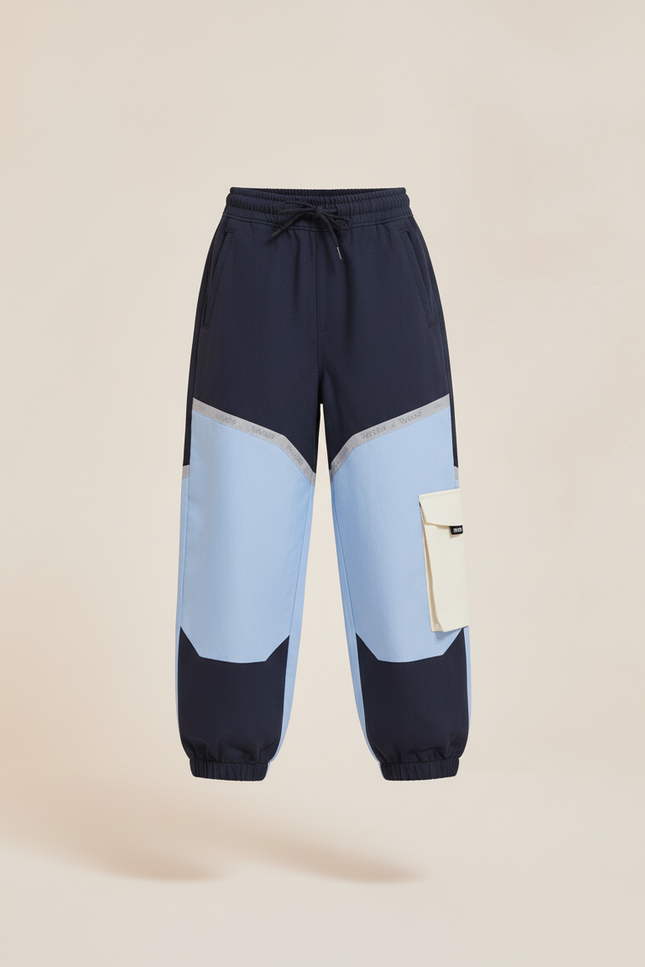 Pantalon Baggy Bleu Marine Clair Patchwork Réfléchissant Enfant - Multicolore Polyester - vue 3