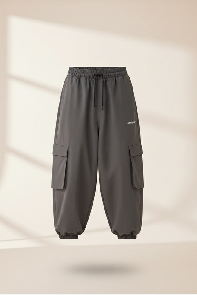 Pantalon Baggy Gris Cargo Ample Unisexe Sportif - Polyester - vue 3