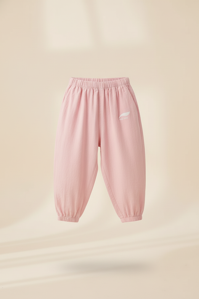 Pantalon Baggy Rose Pâle Coton Lin Ample Enfant - vue 3