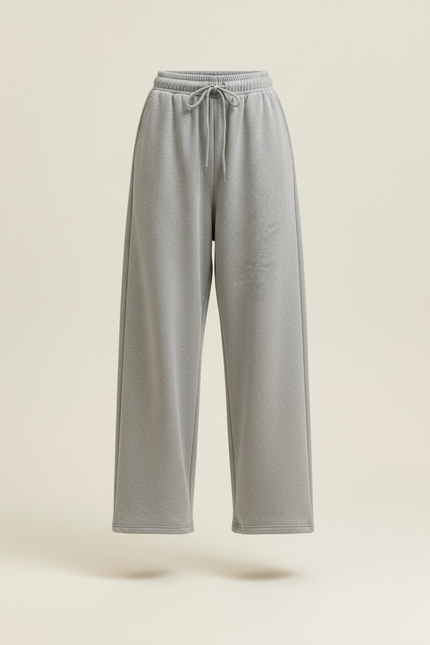 Pantalon Baggy Gris Ample Cordon Décontracté Molleton - vue 3