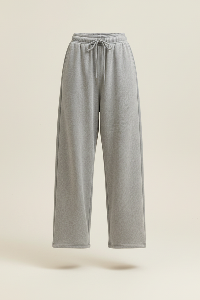 Pantalon Baggy Gris Ample Cordon Décontracté Molleton - vue 3