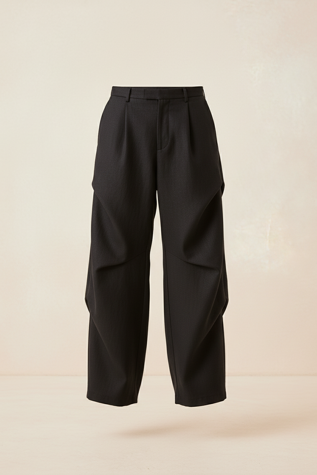 Pantalon Baggy Noir Ample Plissé Homme Décontracté - Gabardine - vue 3