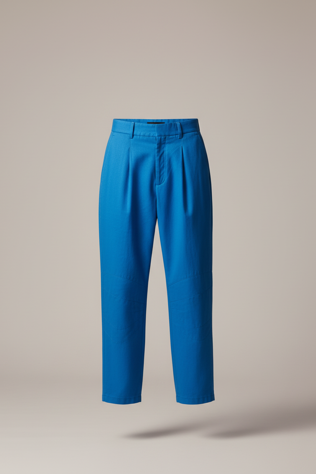 Pantalon Baggy Bleu Vif Plissé Ample Décontracté Homme - Toile - vue 3