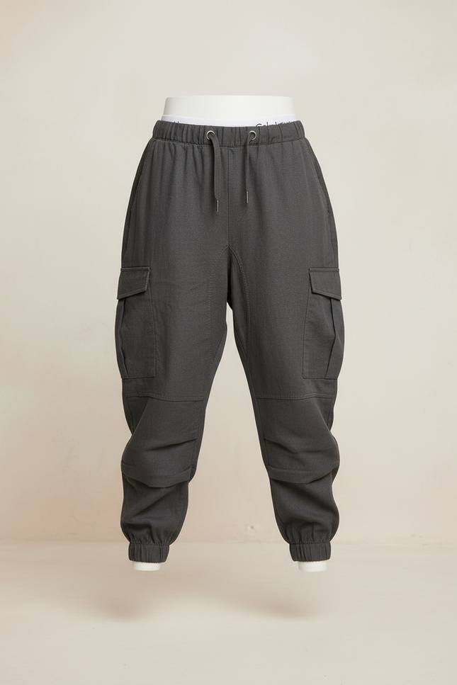 Pantalon Baggy Gris Cargo Ample Confortable Enfant - Coton - vue 3