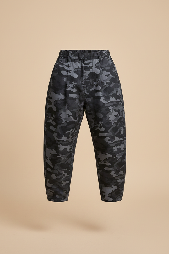 Pantalon Baggy Camouflage Gris Ample Garçon Cargo - Toile - vue 3