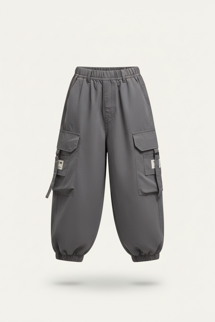 Pantalon Baggy Cargo Gris Ample Décontracté Garçon - Toile - vue 3