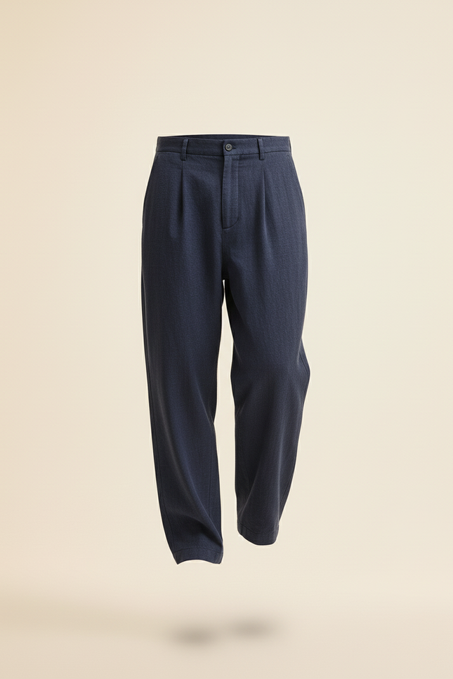 Pantalon Baggy Bleu Marine Ample Décontracté Homme - Lin - vue 3
