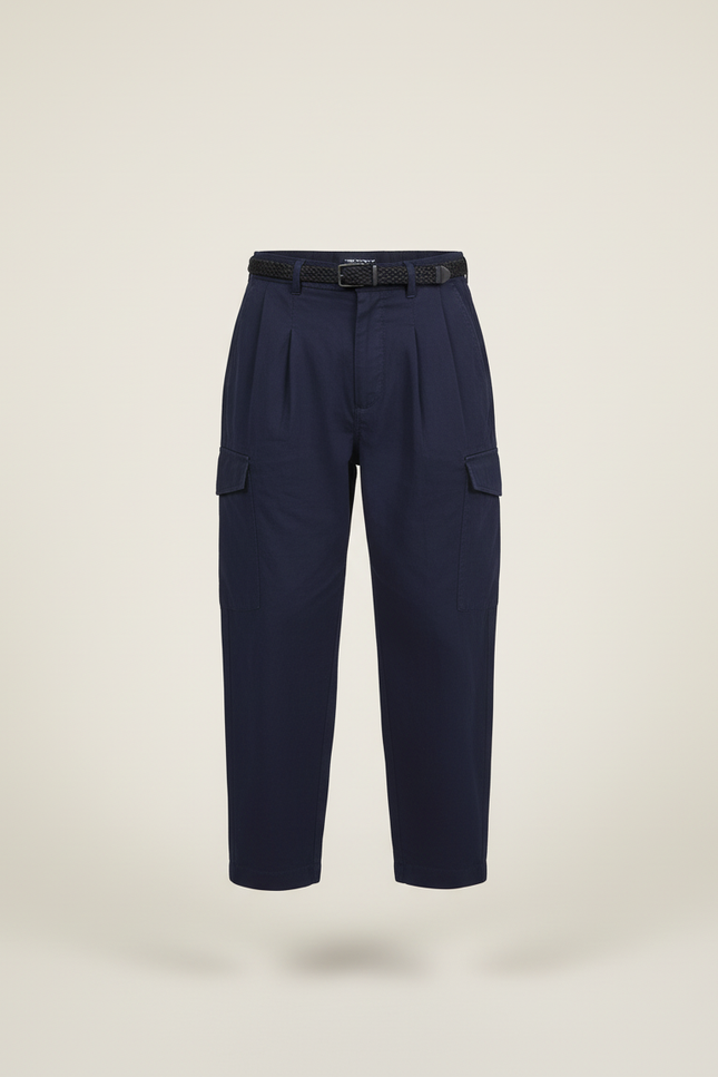 Pantalon Baggy Bleu Marine Cargo Ample Garçon Décontracté - Toile - vue 3