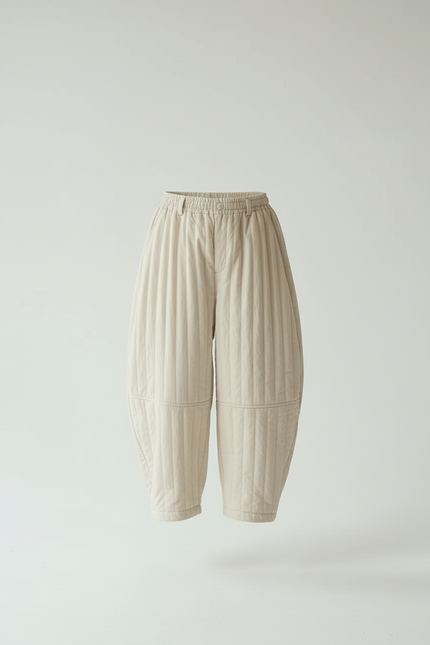 Pantalon Baggy Matelassé Crème Ample Hiver Enfant - Beige Molleton - vue 3
