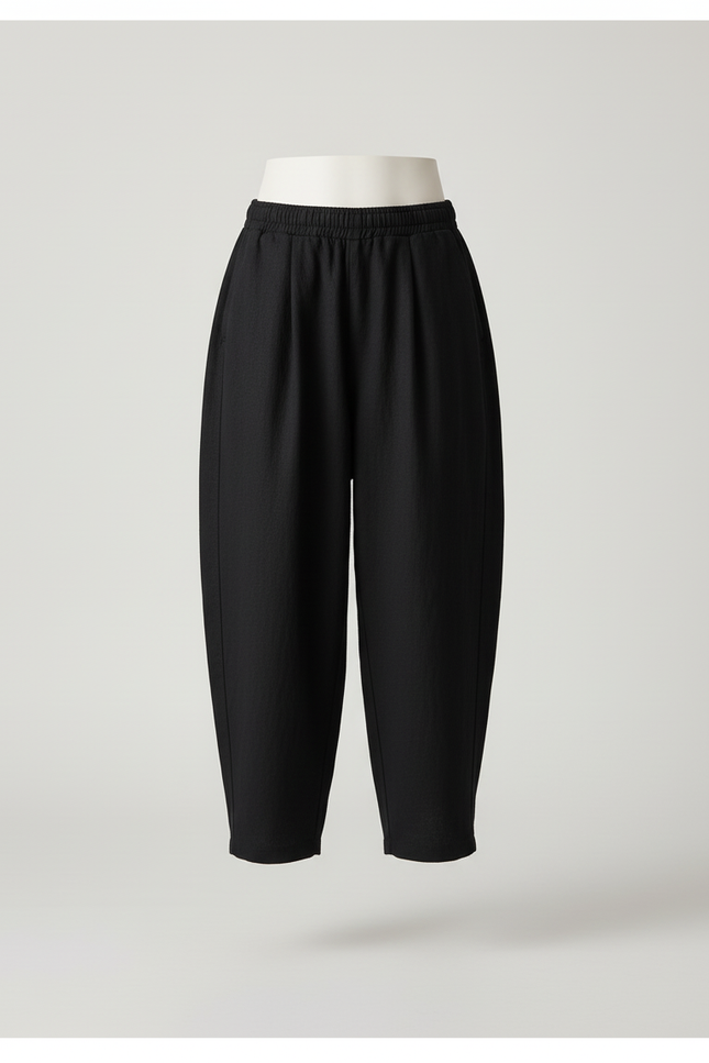 Pantalon Baggy Noir Ample Coton Décontracté Enfant - Lin - vue 3