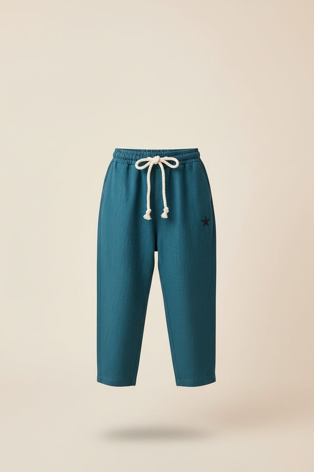 Pantalon Baggy Bleu Lin Ample Étoile Enfant - vue 3