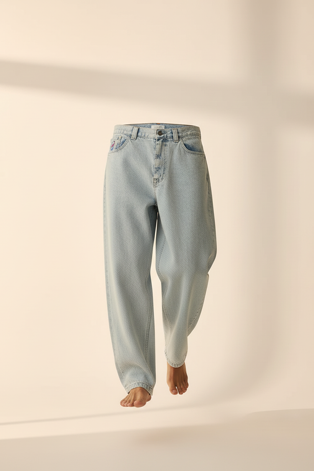Pantalon Baggy Denim Bleu Clair Ample Streetwear Homme - Jean - vue 3