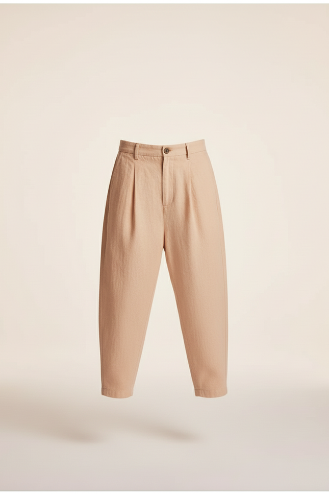 Pantalon Baggy Pli Lin Ample Garçon Pêche - Orange - vue 3