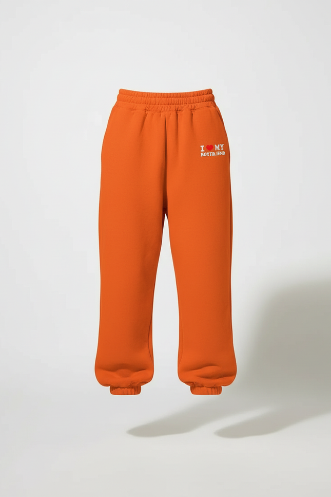 Pantalon Baggy Orange Imprimé Coton Décontracté Ample - Molleton - vue 2