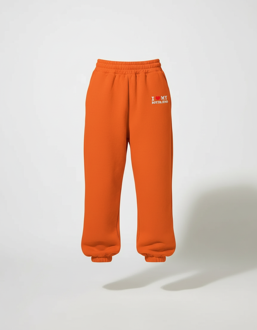 Pantalon Baggy Orange Imprimé Coton Décontracté Ample - Molleton - vue 2