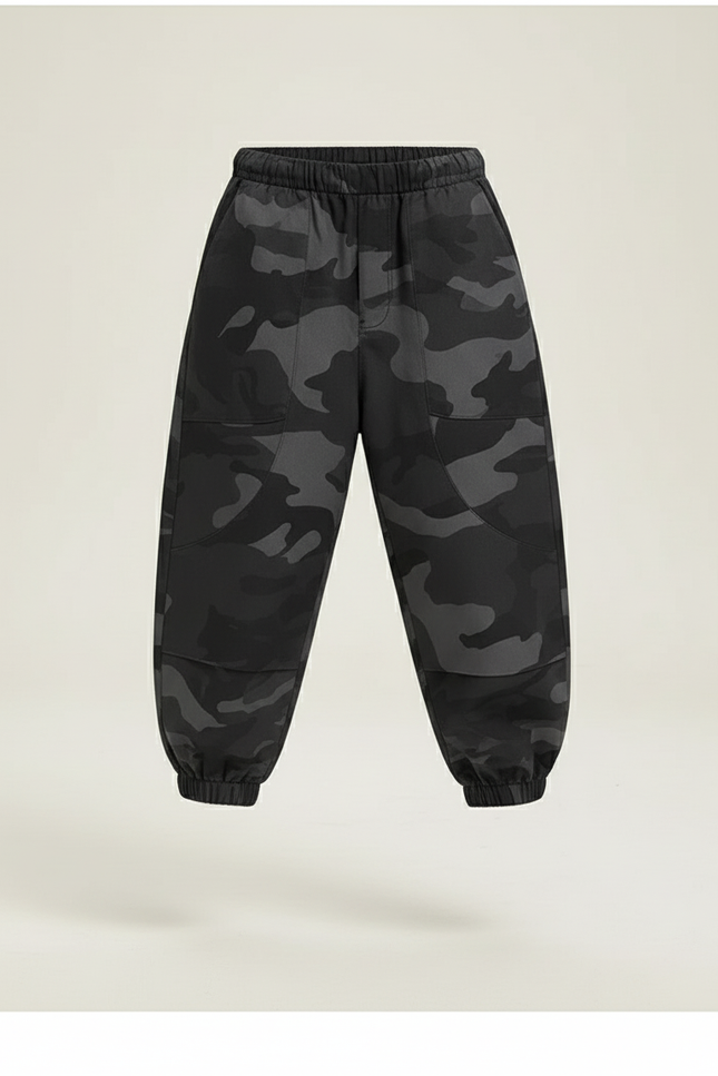 Pantalon Baggy Camouflage Noir Ample Décontracté Enfant - Polyester - vue 3