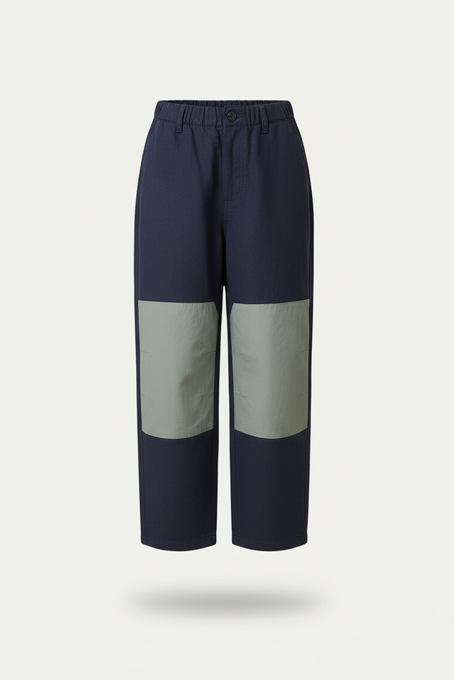 Pantalon Baggy Bleu Marine Patchwork Décontracté Enfant - Toile - vue 3