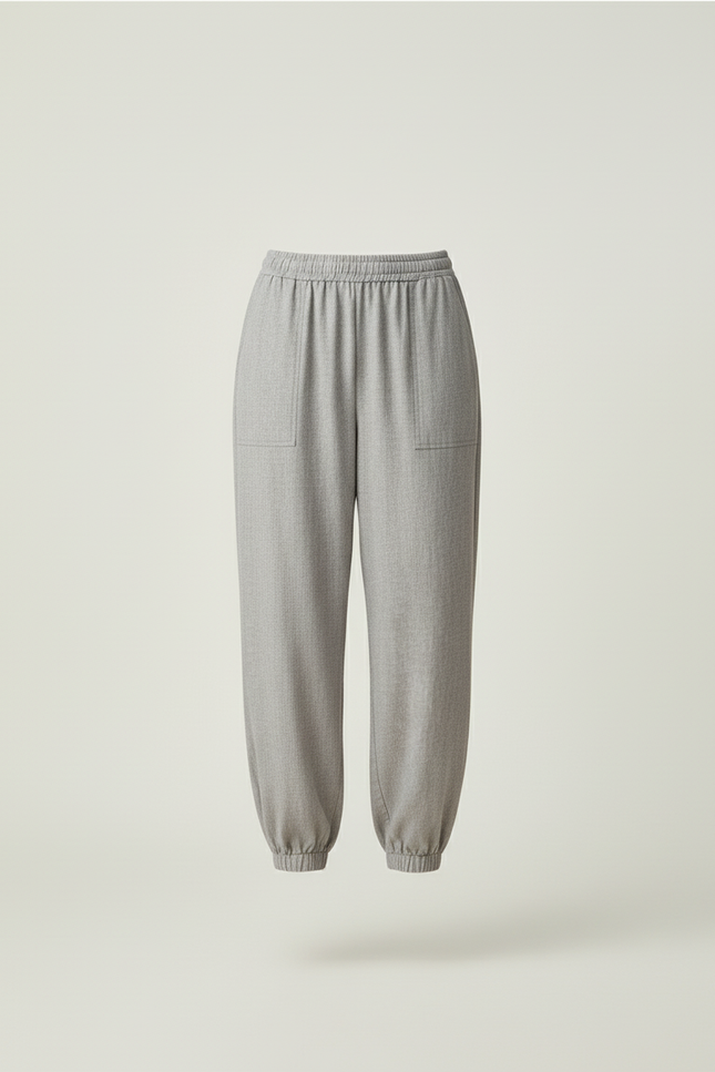 Pantalon Baggy Gris Fluide Cordon Décontracté Femme - Viscose - vue 3