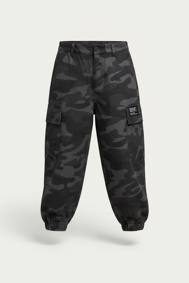 Pantalon Baggy Camouflage Gris Coton Ample Enfant - vue 3