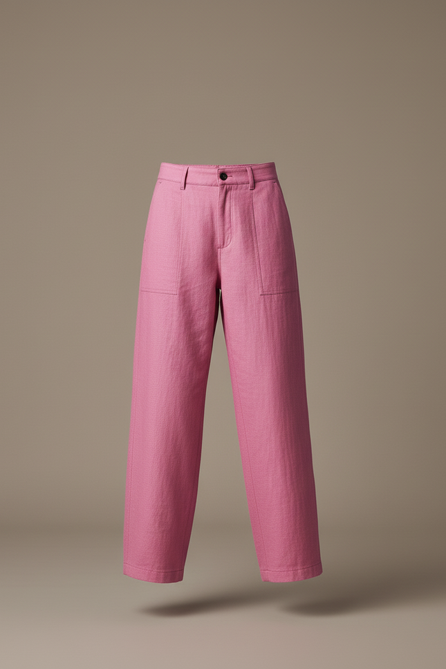 Pantalon Baggy Rose Fuschia Ample Lin Décontracté Femme - vue 3