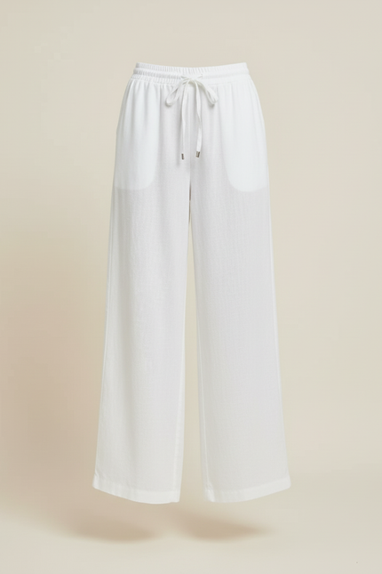 Pantalon Baggy Blanc Fluide Ample Lin Femme - vue 3
