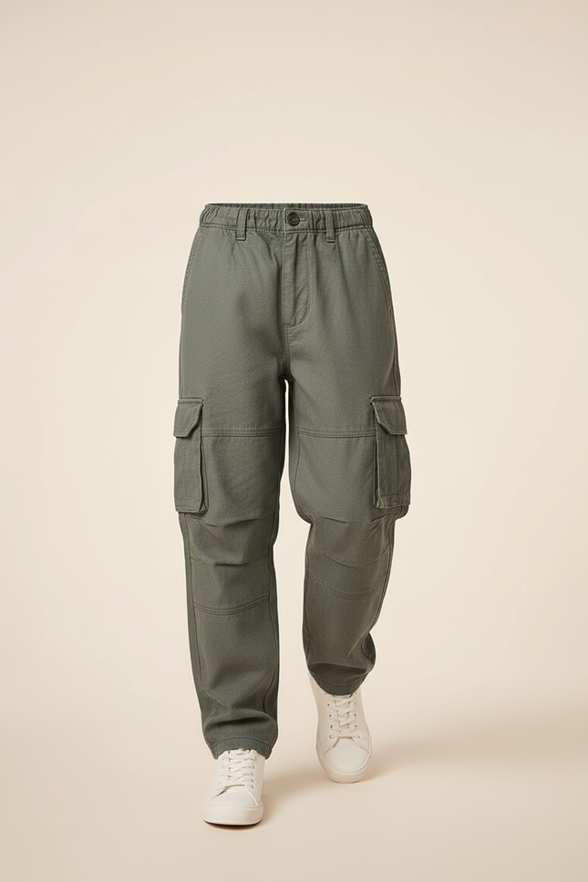 Pantalon Baggy Kaki Cargo Ample Coton Enfant - vue 3