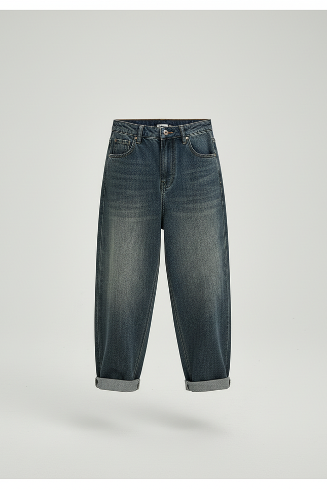 Pantalon Baggy Jean Délavé Ample Décontracté Garçon - Bleu - vue 3
