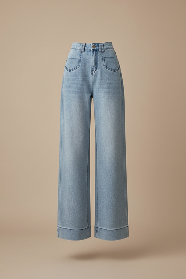 Pantalon Baggy Jean Bleu Clair Ample Streetwear - vue 3