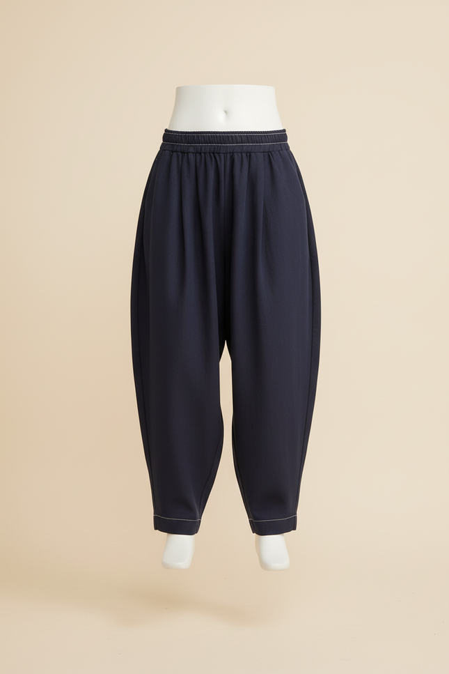 Pantalon Baggy Bleu Marine Ample Décontracté Enfant Coton - vue 3