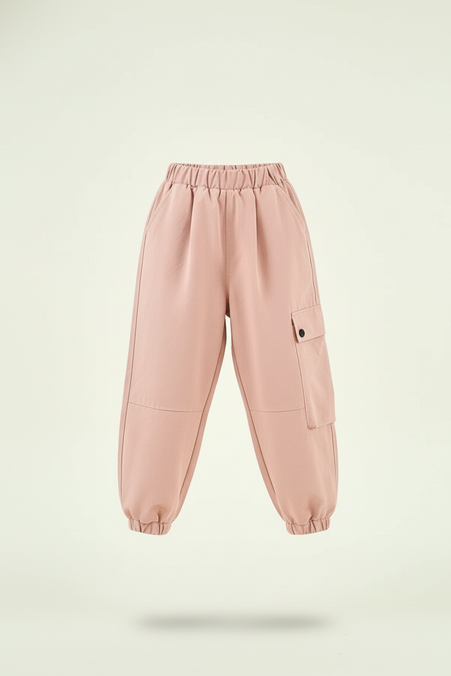 Pantalon Baggy Rose Pâle Cargo Ample Fille - Gabardine - vue 3