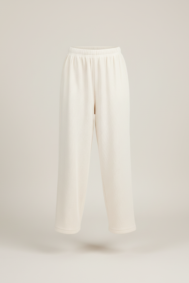 Pantalon Baggy Écru Côtelé Ample Confortable Fille - Beige Cordé - vue 3