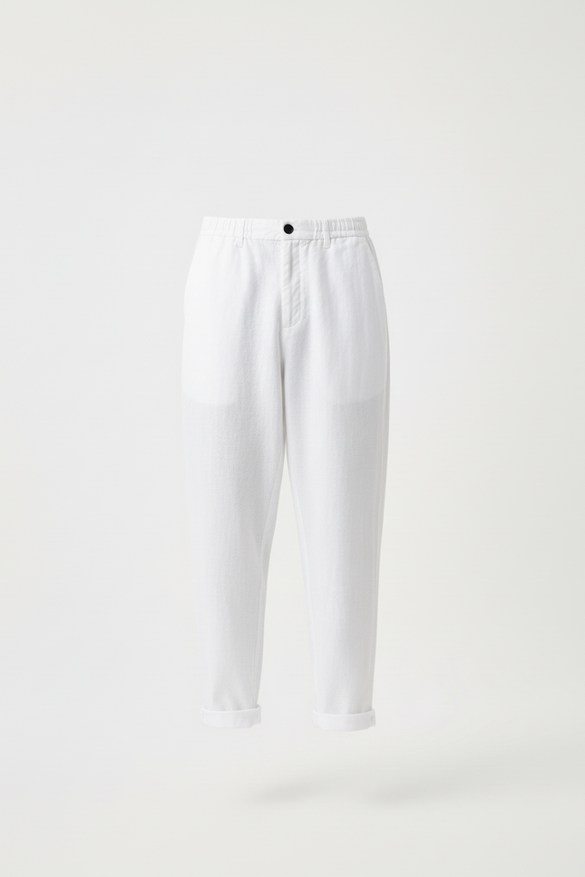 Pantalon Baggy Blanc Lin Droit Respirant Décontracté Homme - vue 3