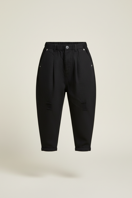 Pantalon Baggy Noir Ample Droit Enfant Décontracté - Jean - vue 3