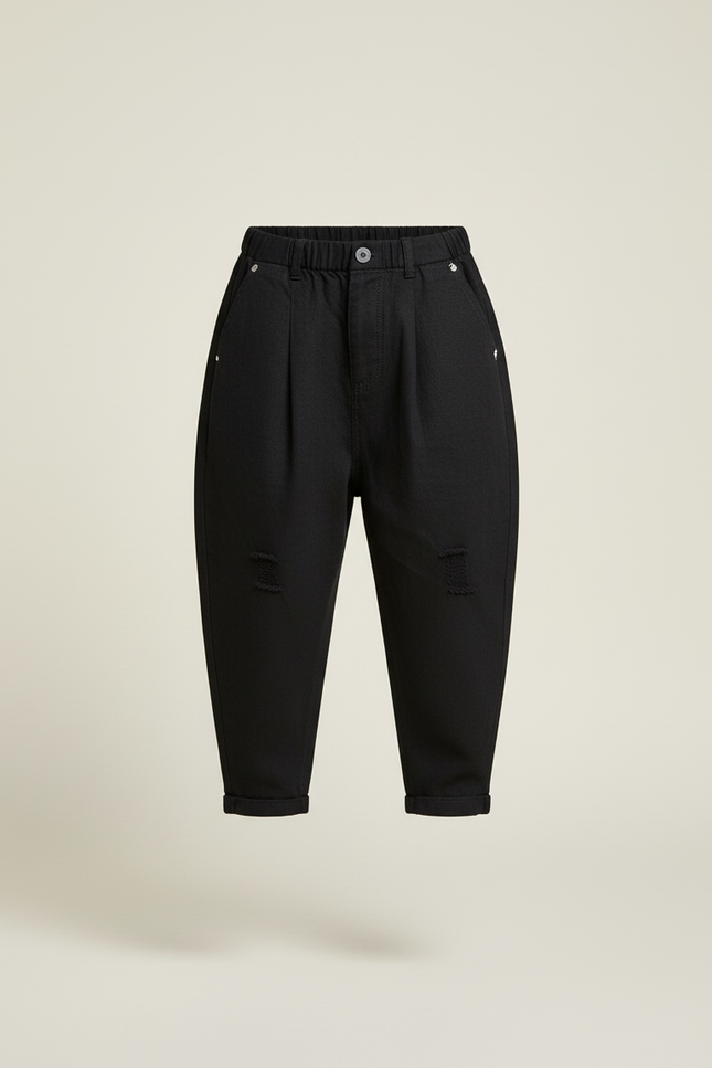Pantalon Baggy Noir Ample Droit Enfant Décontracté - Jean - vue 3