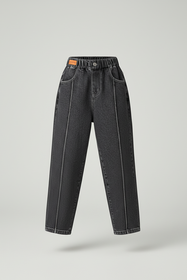 Pantalon Baggy Noir Denim Ample Couture Apparente Fille - Jean - vue 3