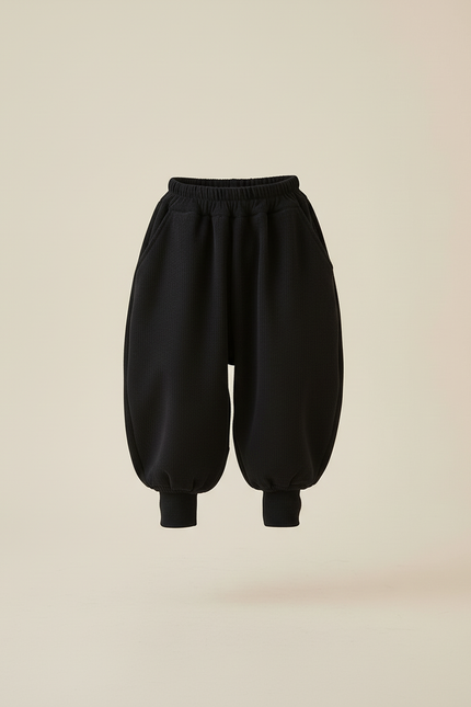 Pantalon Baggy Noir Ample Côtelé Épais Fille - Cordé - vue 3