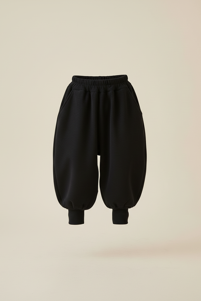 Pantalon Baggy Noir Ample Côtelé Épais Fille - Cordé - vue 3