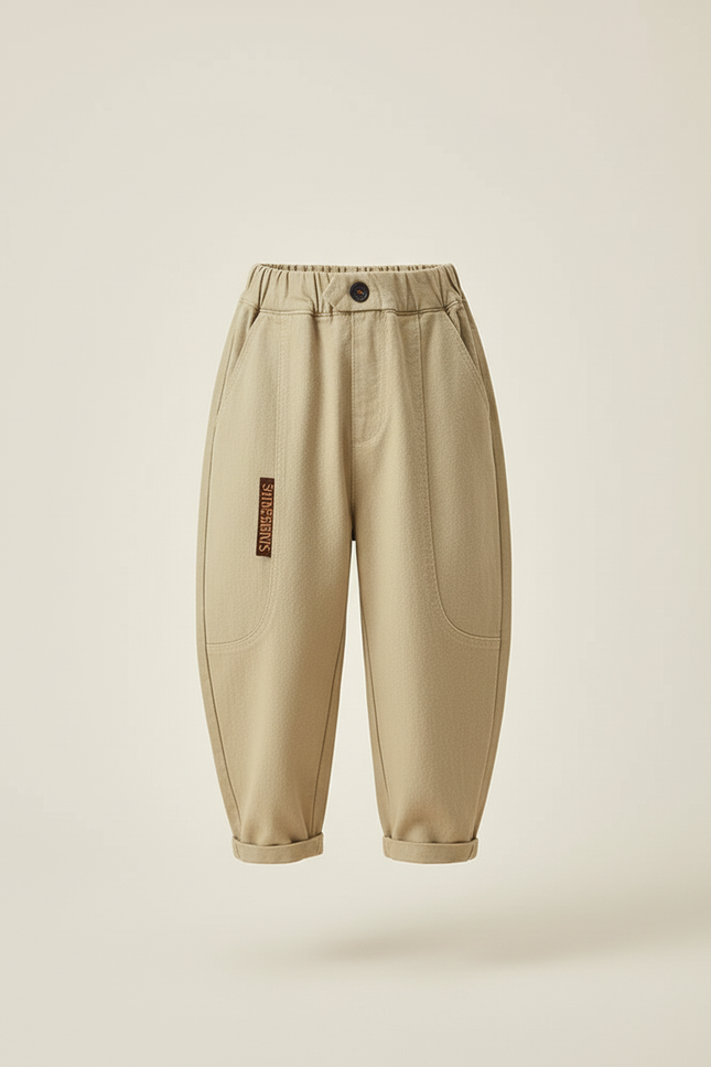 Pantalon Baggy Kaki Coton Ample Décontracté Enfant - vue 3