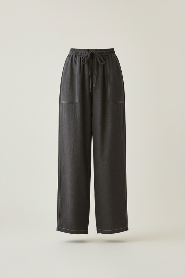 Pantalon Baggy Gris Ample Décontracté Fluide Femme - Jean - vue 3