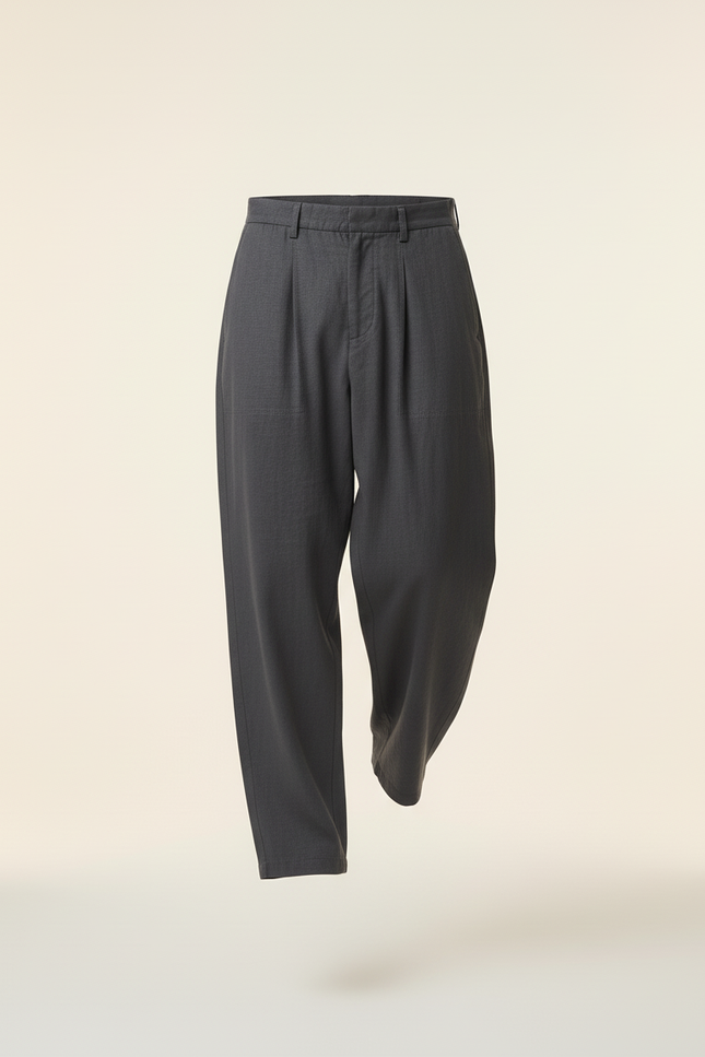Pantalon Baggy Gris Lin Ample Décontracté Homme - vue 3