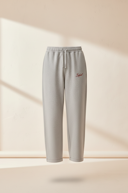 Pantalon Baggy Gris Clair Ample Molleton Brodé - vue 3