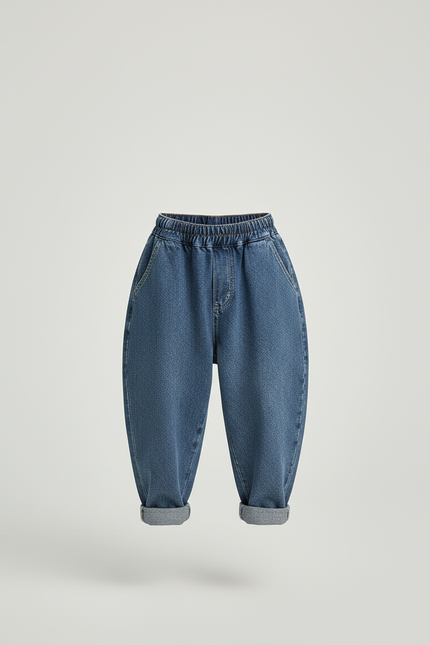 Pantalon Baggy Jean Bleu Enfant Ample Décontracté - vue 3