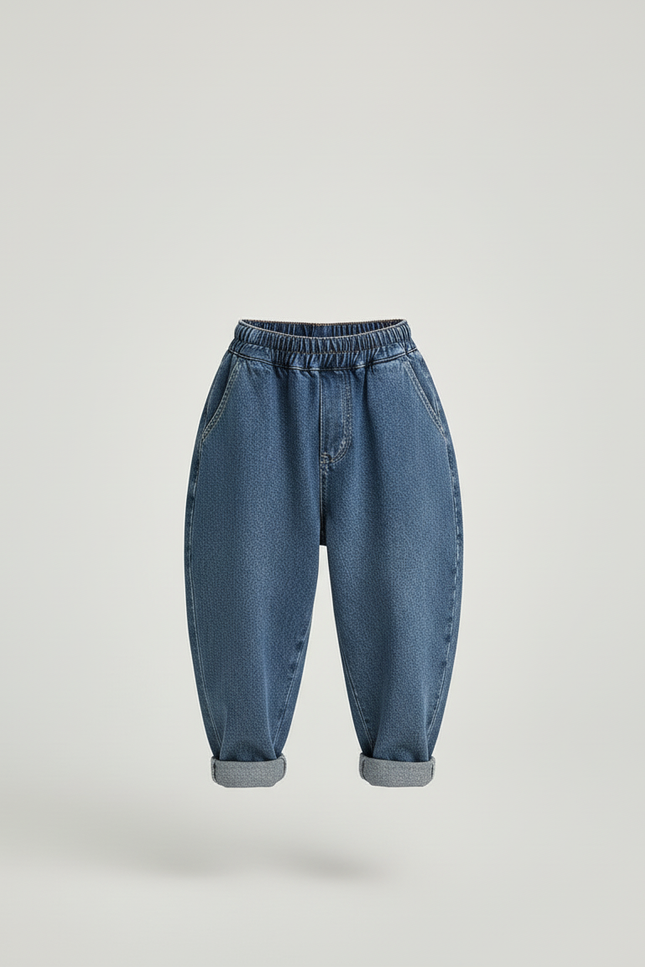 Pantalon Baggy Jean Bleu Enfant Ample Décontracté - vue 3