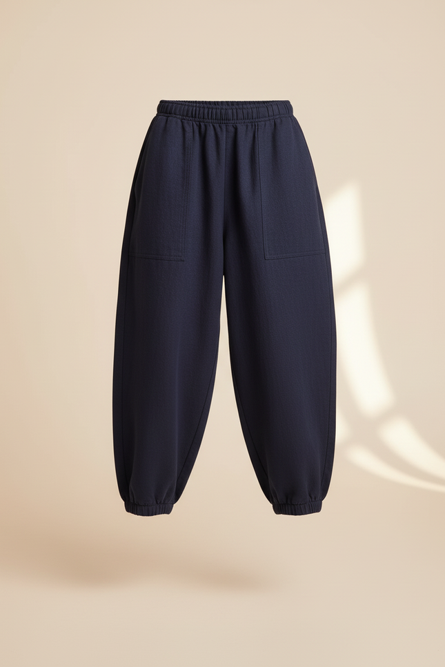 Pantalon Baggy Bleu Marine Ample Décontracté Enfant - Molleton - vue 3